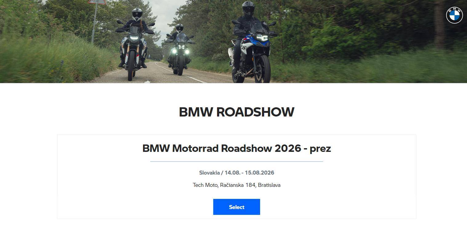 Registrácia na BMW Roadshow: zoznam podujatí, výber jázd, krok s vodičským preukazom a zhrnutie